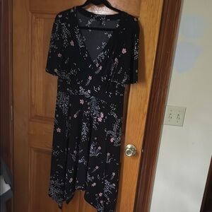 Torrid Black and White V-Neck Asymmetrical Sundress